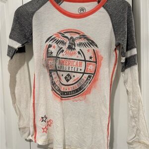 Affliction American Fighter Long Sleeve Tee - Black, White, and Red